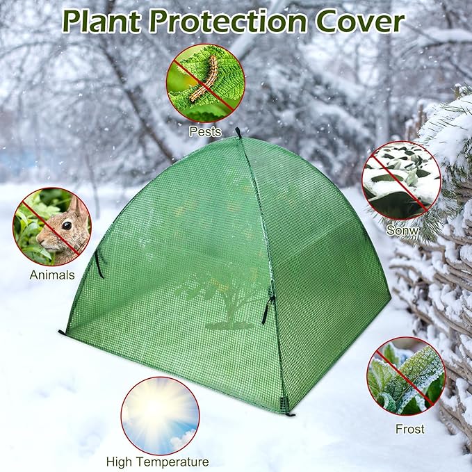 Plant Tent Outdoor Winter Shrub Cover Green Frost Tent Plant Covers Freeze Protection Tent Waterproof Plant Frost Protector, 2PCS 22x22x22Inch