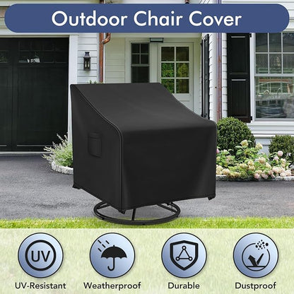 Outdoor Swivel Chair Covers Waterproof, Outdoor Rocking Chair Covers 2 Pack, Patio Chair Covers for Outdoor Furniture Fits up to 30W x 34D x 38.5H inches, Black