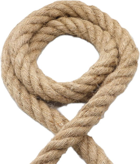 Versatile and Durable 1 Inch x 100 Ft Jute Rope - Ideal for Tug of War, Swings, DIY Crafts, Gardening, Home Decor, and Hammocks