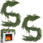 2Pcs 9FT Norfolk Pine Garland Christmas Dense Winter Pine Garland Green Artificial Faux Greenery Real Touch Garlands for Mantle, Wall, Table, Home Xmas Holiday Decor