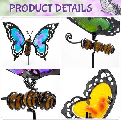 Butterfly Garden Stakes,Kit Made of Glass and Metal,Colorful Butterfly Garden Decorations Can Make The Garden Full of Color and Vitality. (Mix)