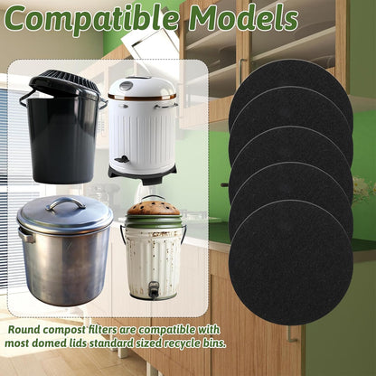 24 Pack Compost Bin Filter, 6.7 Inch Charcoal Filters for Kitchen Compost Bin, Compost Filters for Home Countertop Bin, Replacement Charcoal Filters for Compost Bucket Refill Sets, Round