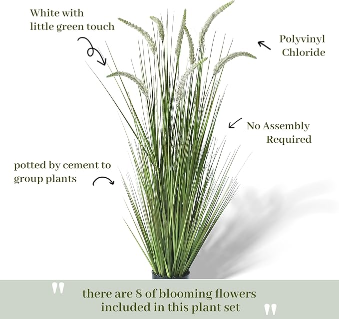 KOL 4ft 2-Pack Artificial Veronica Spiked Speedwell Grass, 47in Faux Veronica Spicata Flower, Tall Fake Reed Grasses for Home Office Garden Wedding Decor, Indoor Outdoor Plants, UV-Resistant