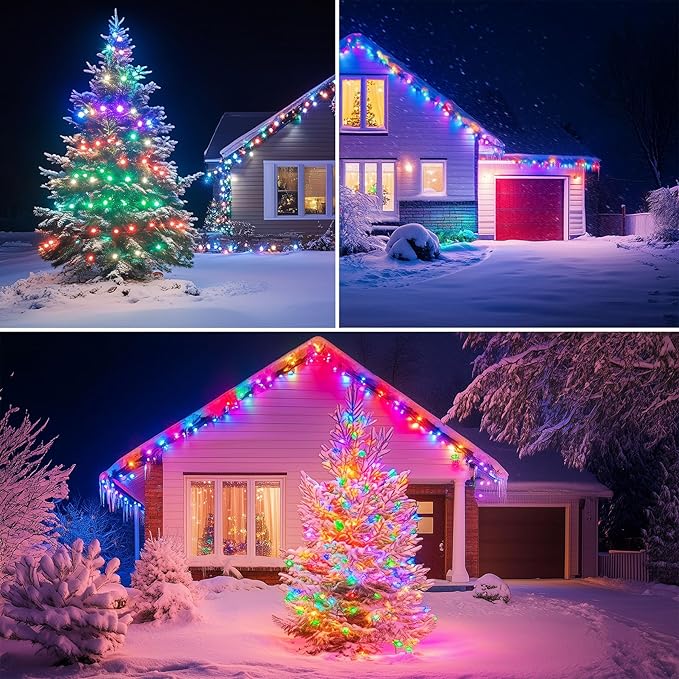 25Ft Christmas Lights Outdoor, C9 Multicolor Christmas Lights with 25 Colored LED Bulbs, Waterproof Connectable for Holiday, Xmas, Roofline, Wedding, Christmas Tree Decor- Green Wire