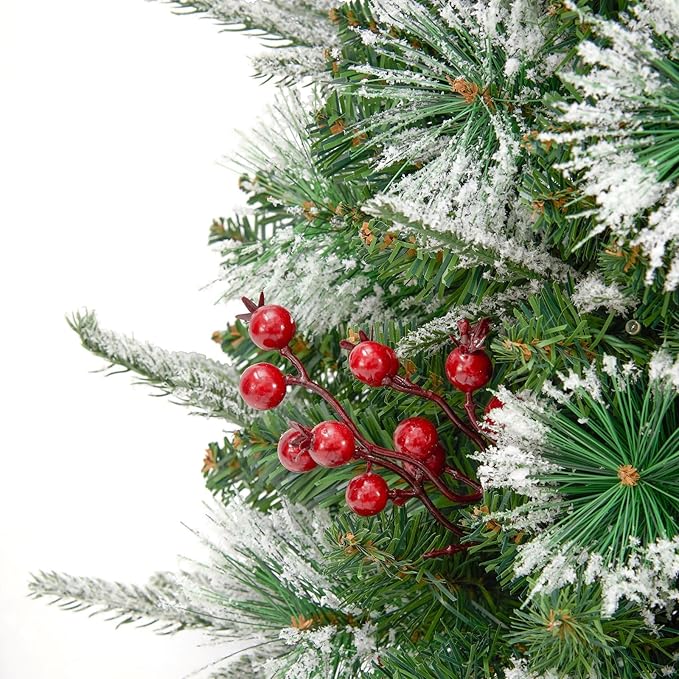 Small 3FT Pre-Lit Snow Flocked Christmas Tree with Twinkling Lights for Home Office Christmas Decor- Battery Operated & Timer (Vintage Snowflake Base)