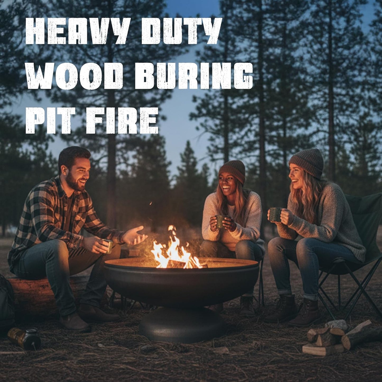 Patriot Fire Pit – Ohio Flame Wood Burning Outdoor Fire Pit - 42" Diameter (Made in USA)