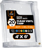 4' x 6' Clear Vinyl Tarp - Super Heavy Duty 20 Mil Transparent Waterproof PVC Tarpaulin with Brass Grommets - for Patio Enclosure, Camping, Outdoor Tent Cover, Porch Canopy - by Xpose Safety