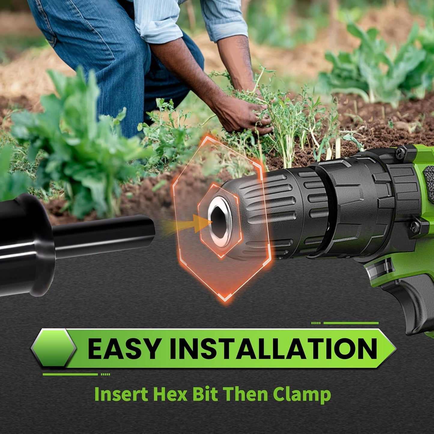 SYITCUN Auger Drill Bit for Planting - 4"X32" Heavy-Duty Post Hole Auger - Auger Post Hole Digger for Fence- 3/8" Hex Drive Drill