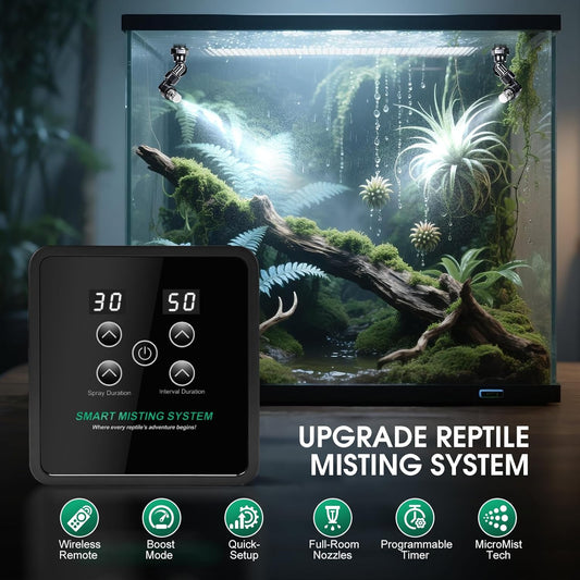 Reptile Mister Humidifier Reptile Mister System with Timer – Auto Terrarium Misting System for Chameleons, Snakes, Frogs, Lizards & Turtles