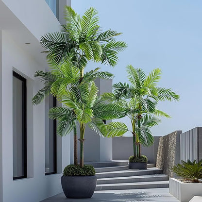 9.1FT Artificial Phoenix Palm Tree Artificial Plants Indoor Outdoor Large Faux Coconut Silk Palm Tree Tropical Fake Tree Faux Sago Palm Plant for Modern Farmhouse Yard Outside Patio Poolside