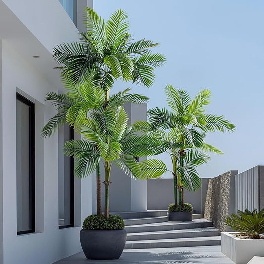 9.1FT Artificial Phoenix Palm Tree Artificial Plants Indoor Outdoor Large Faux Coconut Silk Palm Tree Tropical Fake Tree Faux Sago Palm Plant for Modern Farmhouse Yard Outside Patio Poolside