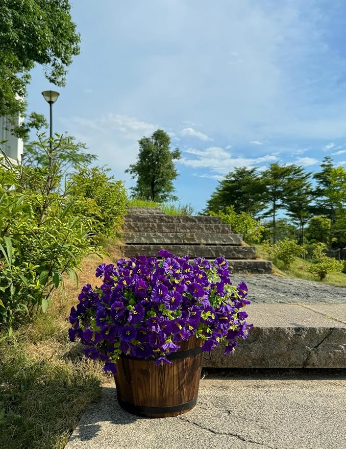 10 Bundles Artificial Flowers for Outdoor,UV Resistant Fake Petunia Flowers,Faux Plants for Outside Hanging Planters,Artificial Plants for Indoor Porch Garden Home Wedding Decor(Purple)