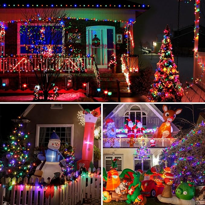 2-Pack 200 LED Christmas Lights for Indoor Outdoor, 66FT Super Bright String Lights Plug in, Waterproof 13 Modes Xmas Twinkle Lights Outdoor for Christmas Decorations Bedroom Xmas Tree (Multicolor)