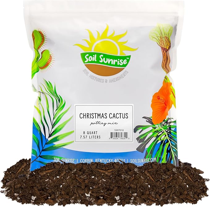 Soil Sunrise Christmas Cactus Potting Soil Mix (8 Quarts) Custom Blend for Xmas, Easter, and Thanksgiving Cactus Tropical Indoor Houseplants