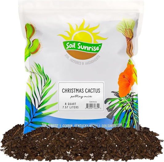 Soil Sunrise Christmas Cactus Potting Soil Mix (8 Quarts) Custom Blend for Xmas, Easter, and Thanksgiving Cactus Tropical Indoor Houseplants