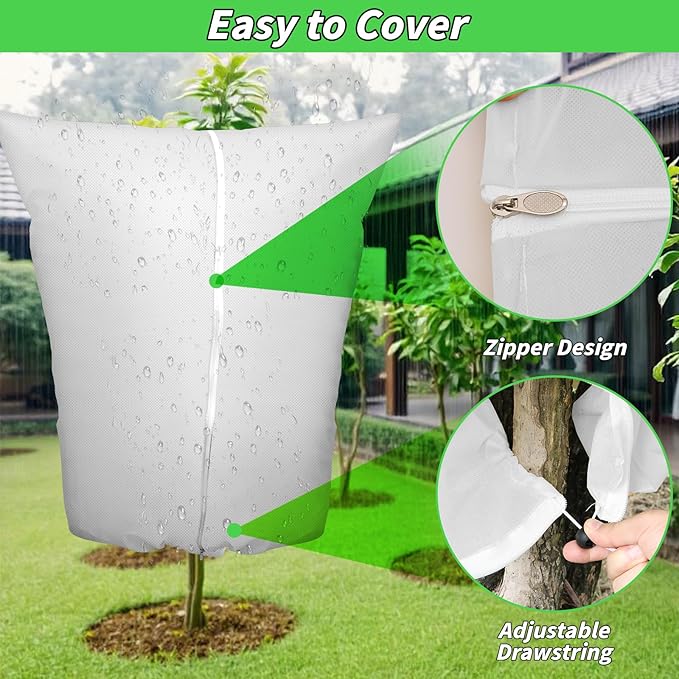 4PCS Large Plant Covers Freeze Protection 2.82oz Reusable Winter Frost Cloth Plant Protection Jacket Cover Bags Frost Blankets for Shrub Trees Outdoor Plants Fruit Tree Potted, 86"W x 95"H