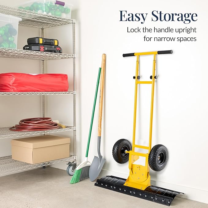 Best Choice Products 36in Galvanized Blade Heavy-Duty 2-Wheel Snow Pusher Hand Plow for Snow Removal w/Wheels, Adjustable Handle, Blade Angle - Yellow