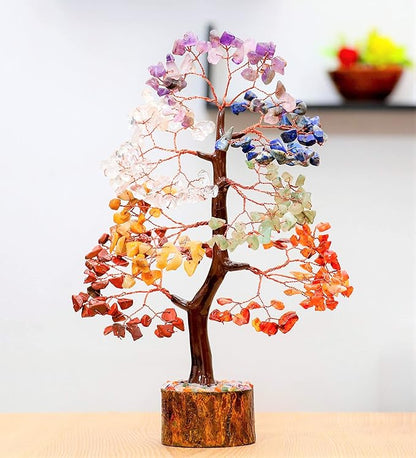 Crocon Seven Chakra Gemstone Tree Copper Wire Feng Shui Money Bonsai Good Luck Chakra Healing Crystals Home Decoration Ornament Figurine Wealth Prosperity Gift Size: 10-12"""
