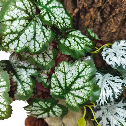 Woyrise Reptile Plants, Terrarium Hanging Plant Vines, Artificial Leaves with Suction Cup, Bearded Dragon Tank Accessories for Gecko Lizard Snake Frog Tortoise Decorations - Green Heuchera