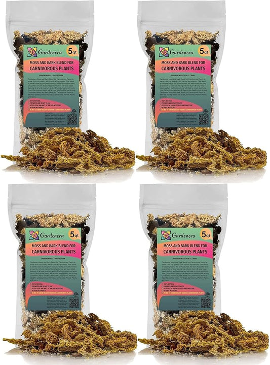 Premium Sphagnum Moss, Perlite and New Zealand Pine Bark Blend for Carnivorous Plants - 20 Quart - Perfect for Venus Fly Traps, Pitcher Plants, Sarracenia, Butterworts, and Sundews by GARDENERA