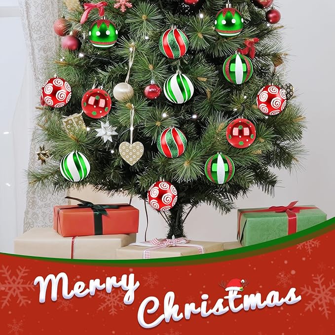 Christmas Balls Ornaments for Xmas Tree- 30Pcs Shatterproof Christmas Tree Decorations, 2.36" Hanging Balls Muti-Color Xmas Ball Ornaments Set for Holiday Party Decoration