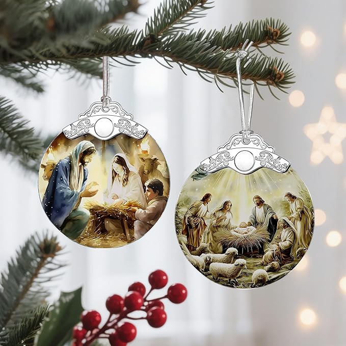 Christian Christmas Decoration, Nativity Christmas Ornament, Nativity Scene Ornament, Holy Family and Baby Jesus, Religious Holiday Decor, Religious Gifts, Christian Gifts, Gift Exchange, Gift Idea