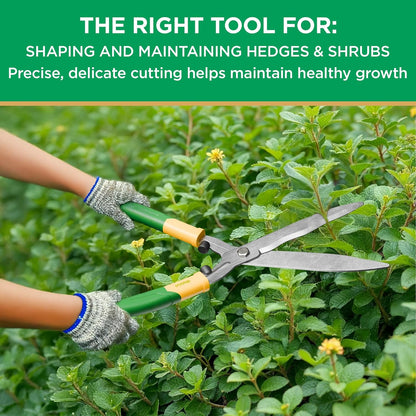 Miracle-Gro 18 in. Wavy Blade Hedge Shears – Lawn and Yard Tool with Sharp Carbon Steel Blades for Trimming Borders, Shaping Bushes, and Shaping/Trimming Hedges, Shrubs