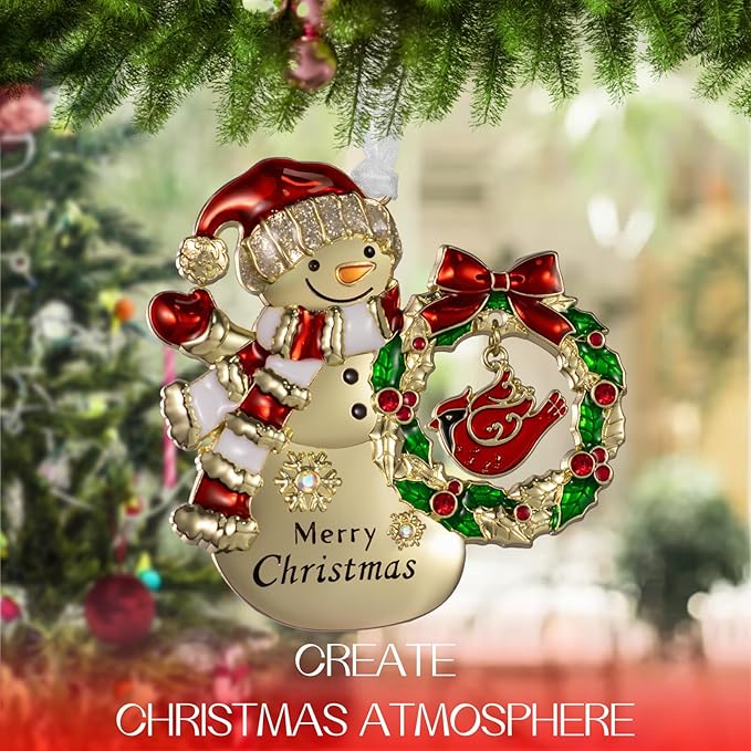 LIFE&FOOT Christmas Tree Ornaments 2025 Hanging Charm Decorative Pendant of Car Charm Holiday Keepsake Gift Home Decor (Snowman (Gold))