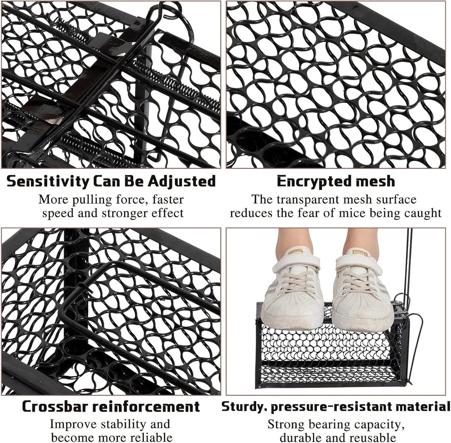 Qualirey 4 Pcs Humane Rat Trap Chipmunk Rodent Mouse Squirrel Trap Small Live Animal Mouse Voles Hamsters Live Cage Rat Cage for Mice Easy to Catch and Release (Black)