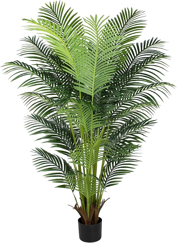 6 Ft Artificial Tropical Palm Tree With 24 Removable Leaves - Large Faux Plant for Indoors and Outdoors, Silk Housewarming Gift, K185