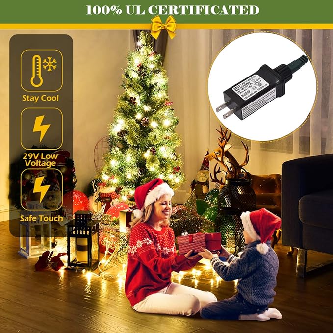 GOFLAME 4ft Prelit Pathway Christmas Tree with 60 LED Lights, Artificial Christmas Tree with Metal Stand, 180 Branch Tips, Pine Cones and Red Berries, Entrance Tree for Indoor and Outdoor Decoration