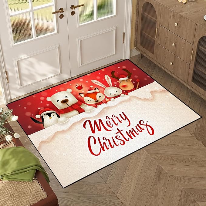 2' X 3' Christmas Area Rugs,Xmas Non-Slip Washable Rug Indoor Rugs Floor Mats Carpet for Living Room Bedroom Dining Room Home Decor,23.6" X 35.4"