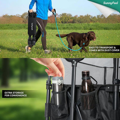 SUNNYFEEL 550L Large Capacity Folding Sports Wagon, 550LBS Heavy Duty Collapsible Cart,Extra High Extender Wagon Cart with Tailgate, All-Terrain Big Wheels for Camping Fishing & Outdoor Use，Black