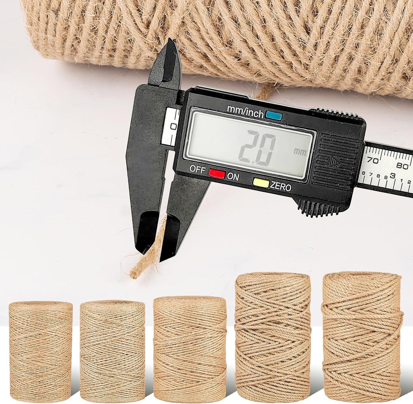 Natural Jute Twine String,Bulk Jute Rope Cord Twine for Crafting Gardening,Roll of Thick and Thin Twine for Gift Wrapping,Brown Decorative Rope,Ornament Twine for Cat Scratch Post (2mm x 656ft)