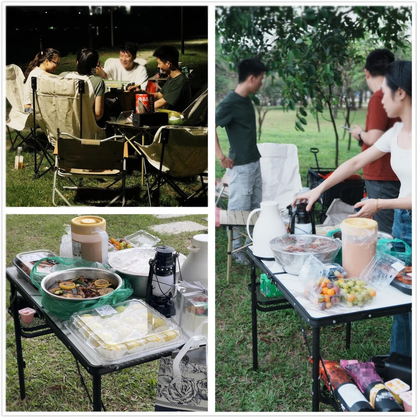 Titanker Folding Camping Table 3ft, Folding Picnic Table, Camp Tables Portable, 50% Extra Side Space, Outdoor Patio Table, RV/Car Camping Essentials, Aluminum Light & Solid