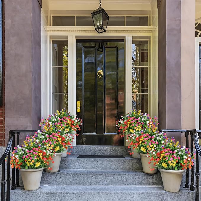 AGIRL 24 Bundles Artificial Flowers Outdoor,No Fade Fake Plastic Flowers Faux Plants for Decoration Hanging Planters Indoor Outside Garden Porch Window Box Home Farmhouse Wedding