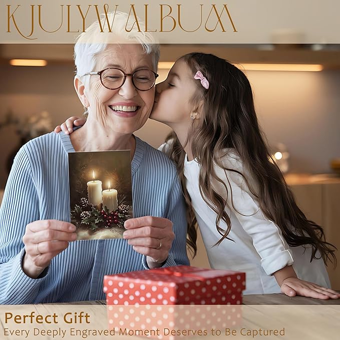 Christmas Photo Albums 4x6 inch Hold 36 Pictures, Rustic Candles Xmas Holly Berries Holiday Small Memory Photo Album Book for Baby Family Graduation Wedding Travel Vacation