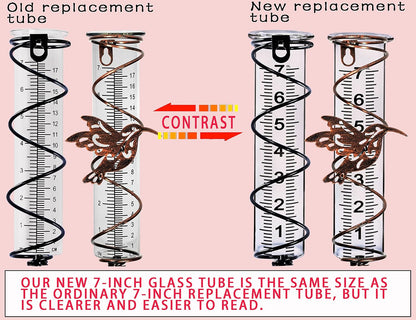 BIUWING 7" Capacity Glass rain Gauge Replacement Tube for Outdoors Yard Garden with Lip, Best Rated, Easy to Read (2 pcs)
