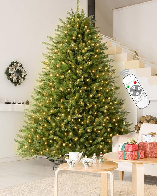 4.5FT Pre-lit Christmas Tree Premium Artificial Spruce Remote Control with 300 Warm White & Multi-Color Lights, Hinged/Feel Real/Realistic/Dual Color Xmas Tree 4.5 Feet Outdoor Festive Holiday Decor