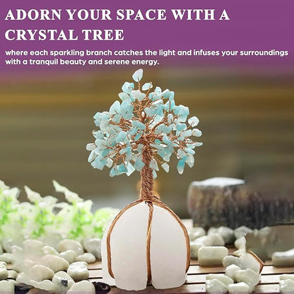 Amazonite Crystal Tree of Life - Handmade Gemstone Tree, Natural Quartz Stone Base, Chakra Tree of Life, Copper Wire Money Tree, Feng Shui Tree, Crystal Decorations, Healing Crystal, Spiritual Gifts