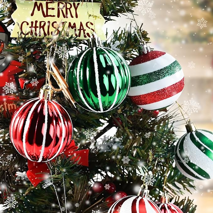 Christmas Balls Ornaments, 30Pcs Shatterproof Xmas Tree Decorations, Tree Hanging Ball Muti-Color Christmas Ball Ornament Set for Party Decoration Perfect Super Bulbs