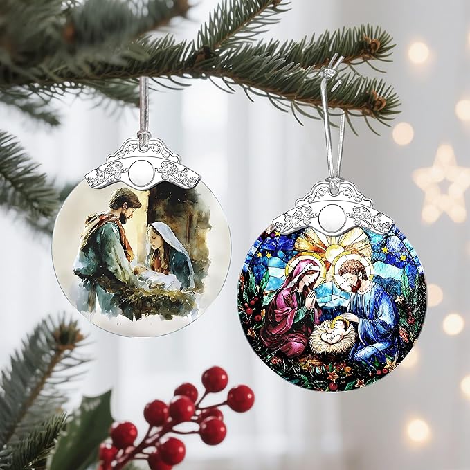 Christmas Ornament, Christmas Tree Decor, Christian Ornament, Nativity Scene, Religious Home Decor, Christian Gifts, Religious Gifts, Gift Exchange, Gift Idea - Pattern A