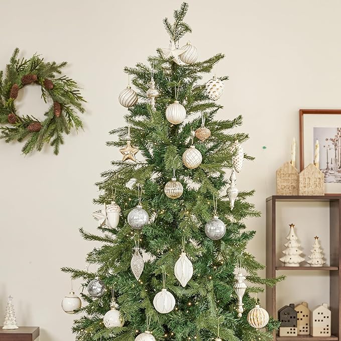 DN DECONATION Christmas Decorations Mercury Glass Ball Ornaments Set of 12, 3.14” Silver Balls for Xmas Tree Decorations, Holiday Party Wedding Decor, Matte Christmas Ornament Gift