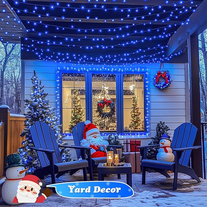 JMEXSUSS 500 LED Blue Christmas Lights Outdoor, 173ft 8 Modes Christmas String Lights, Waterproof Blue LED Tree Light Plug in for Indoor Party House Xmas Decor