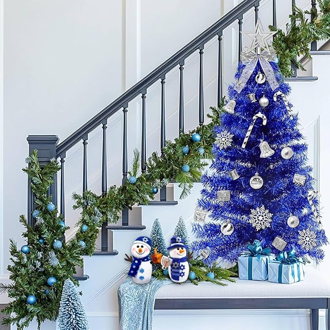 3 FT Artificial Small Christmas Tree Hanukkah Decor 50 Warm White & Multicolor Changing Lights Remote Control Timer 8 Modes DIY Ball Ornaments Christmas Tree for Tabletop,Home,Office,Indoor Holiday