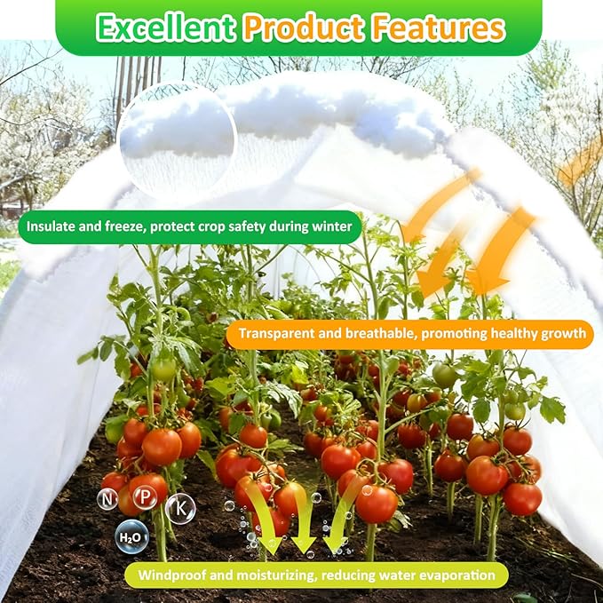 White Plant Covers Freeze Protection, 10 x 50 ft - 1.5 oz/yd² Frost Cloths for Outdoor Plants, Tree Covers Freeze Protection, Winter Garden Blanket, Sun Cover for Plants for Greenhouse, Vegetables