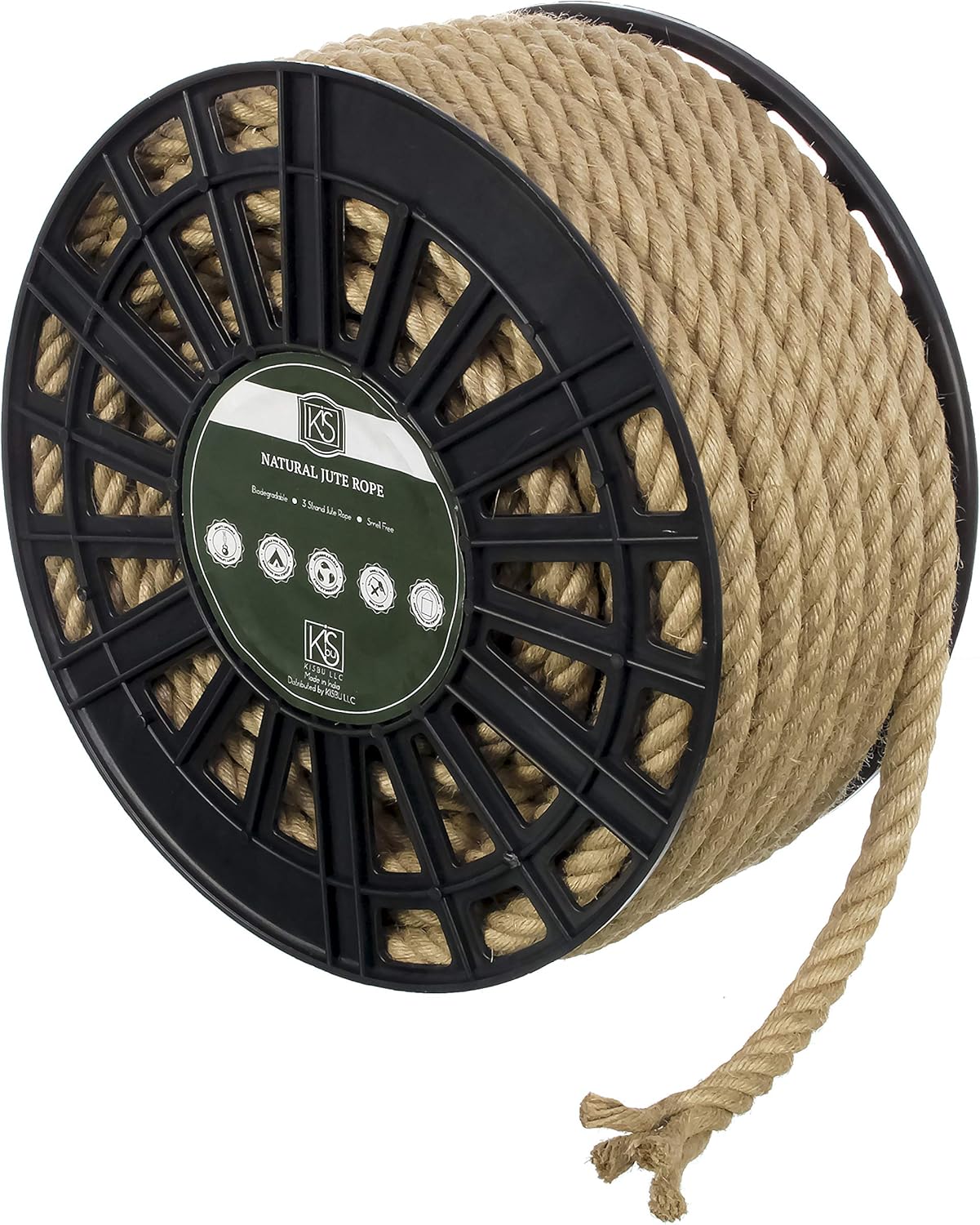 Premium Quality Natural Jute Rope 12 MM (1/2" 100 ft) Petroleum Smell Free, Natural, Biodegradable, Hemp Rope, Great for Crafting, Decoration, Camping, PET Friendly