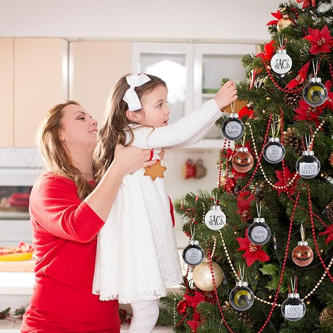 12PCS Halloween Christmas Magic Ball Ornaments ，Night Before Baubles with Strings Hanging for Holiday Party Tree Decoration Outdoor Intdoor Decor (Christmas)