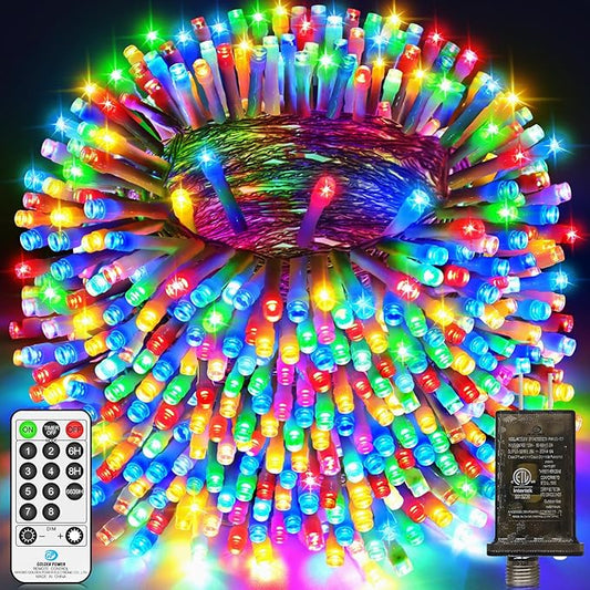 552 FT 1400 LED Christmas Lights Outdoor Decorations Super Long Fairy Lights Waterproof 8 Modes Timer Clear Wire String Lights for Outside House Tree Patio Yard Wedding Party Holiday-Multicolored