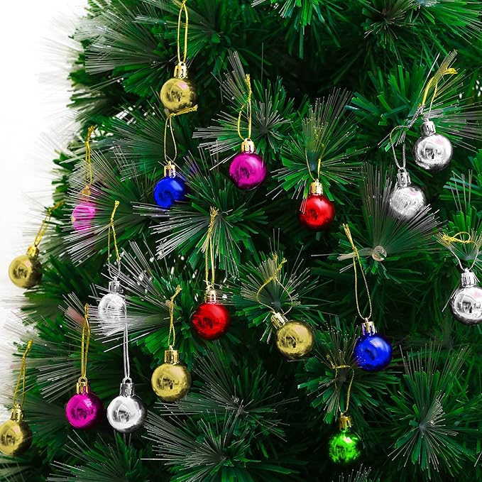 144 PCS/1.18 inch Christmas Tree Ornaments, Christmas Ball Decoration Set Color Mixing（Red Green Gold Blue Rose red Silver） Christmas Ball Shatterproof Hanging Tree Ornament Set